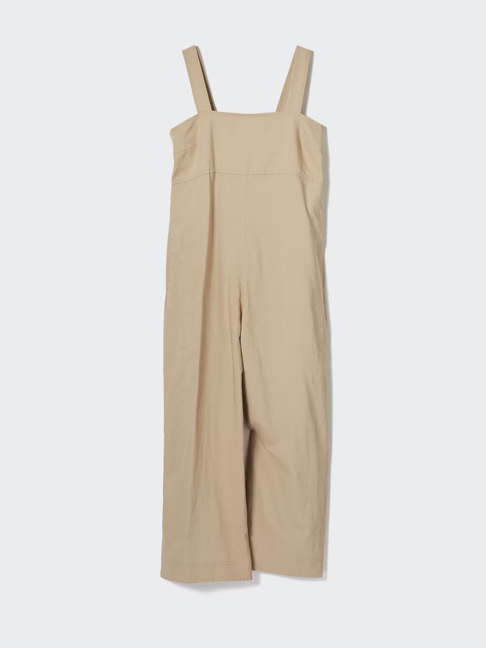 Uniqlo Linen Blend Beige Wide-Leg Strap Jumpsuit Cropped Size XL